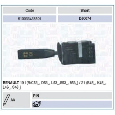 Kuva MAGNETI MARELLI 510033438501 Kytkin Ohjausakseli