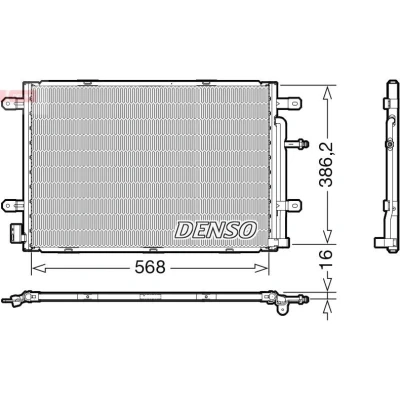 Kuva DENSO DCN02039 Ilmastoinnin Lauhdutin ilman vedenerotinta 568x386.2x16 R 134a 568 AUDI: A4 B7 Avant, B8 Avant