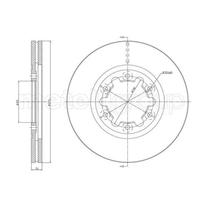 Kuva METELLI Jarrulevy FORD: Ranger Mk2 273,7mm 24,0mm 6 Tuuletettu 23 1675C Jarrulevyt