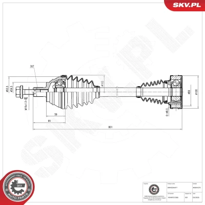 Kuva Vetoakseli, Etuakseli, oikea Esen skv 40SKV273 audi, seat, skoda, vw OE 1K0407272BG, 1K0407272CA, 1K0407272CL