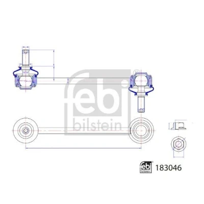 Kuva FEBI BILSTEIN 183046 Koiranluu Taka akseli, vasen, oikea 170 M10 x 1,5 Itselukittuvalla mutterilla, mutterilla Teräs PEUGEOT: 508 II