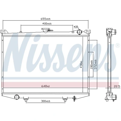 Kuva NISSENS 62988 Jäähdytin Alumiini 428 672 23 Jäähdytysrivat juotetut NISSAN: Pick Up