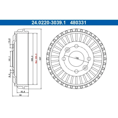 Kuva ATE 24.0220 3039.1 Jarrurumpu 237,0mm