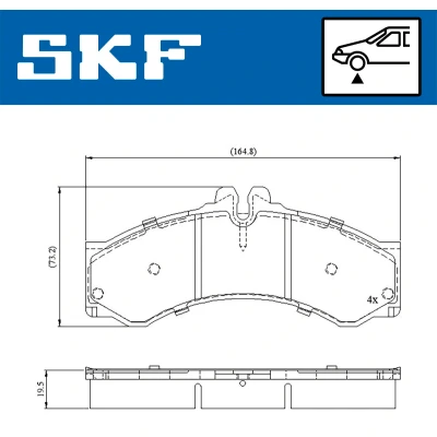 Kuva SKF VKBP 80251 Jarrupalat Kulumisenilmaisemelle MERCEDES BENZ: Sprinter 3 T Bussi, Van, G sarja SUV