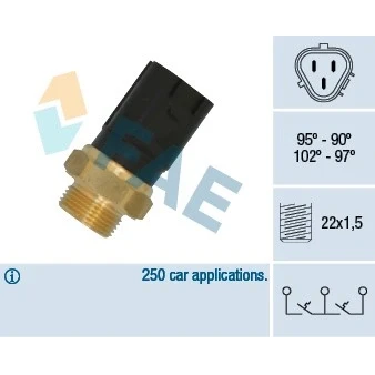 Kuva Lämpökytkin, jäähdyttimen puhallin AUDI, MERCEDES BENZ, SEAT, SKODA, VW OE 1J0 959 481 A, 82 01 012 338, TS 601