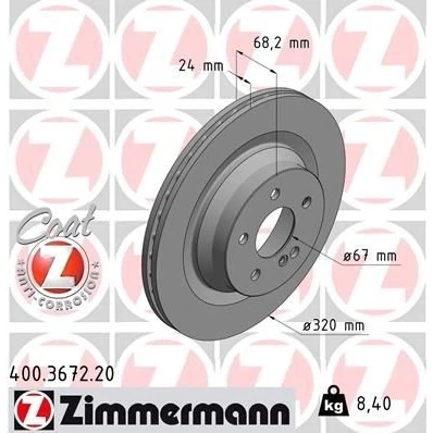 Kuva ZIMMERMANN COAT Z 400.3672.20 Jarrulevyt 320 24 6/5 5 112 tuuletettu sisältä pinnoitettu hiiliteräs MERCEDES BENZ: E sarja T modell, Sedan