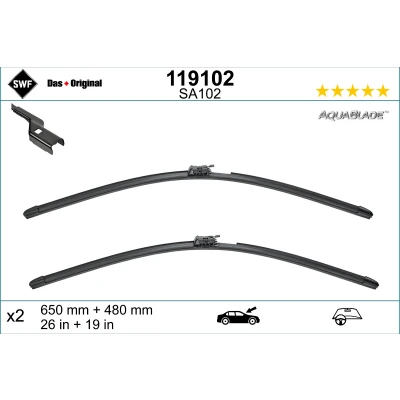 Kuva Pyyhkijänsulka Swf 119102 Edessä Flatblade pyyhinsulka (rungoton) Lämmittämätön VOLVO: XC60 II