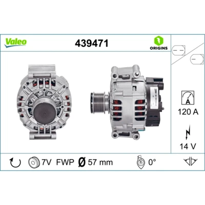 Kuva VALEO 439471 Laturi 14V 120A MERCEDES BENZ: C sarja T modell, E Sedan, Sedan