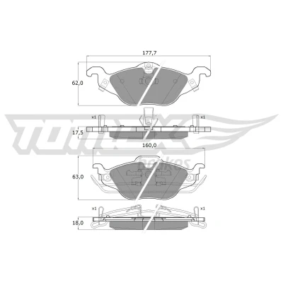 Kuva TOMEX brakes TX 12 21 Jarrupalat Etuakseli OPEL: Astra G Caravan, CC, Zafira A