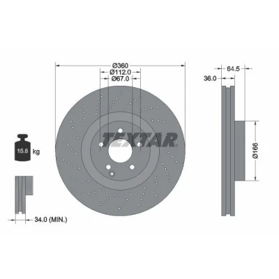 Kuva TEXTAR PRO+ 92120305 Jarrulevyt MERCEDES BENZ: E sarja Sedan, T modell, S Sedan
