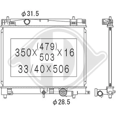 Kuva DIEDERICHS DCM3325 Jäähdytin 480 350 16 Climate TOYOTA: Yaris II Hatchback