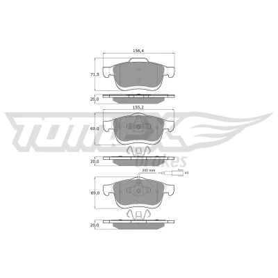 Kuva TOMEX brakes TX 16 63 Jarrupalat Etuakseli Sis. kulumisenilmaisimen OPEL: Combo D Van / Farmari, LANCIA: DELTA 3, FIAT: Doblo II Farmari