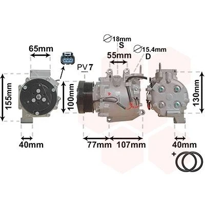 Kuva VAN WEZEL *** IR PLUS 2500K232 Ilmastoinnin Kompressori TRSE09 12 PAG 46 R 134a Tarvikkeilla HONDA: CR V 3