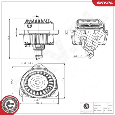 Kuva ESEN SKV 75SKV131 Moottorin Kumityyny Molemminpuolin Hydrolaakeri Kumi, Muovi 160mm 170mm BMW: 5 Sedan, Touring