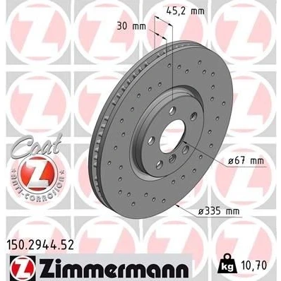 Kuva ZIMMERMANN SPORT COAT Z 150.2944.52 Jarrulevyt 335 30 6/5 5 112 tuuletettu sisältä, reijitetty pinnoitettu hiiliteräs MINI: Hatchback, Clubman