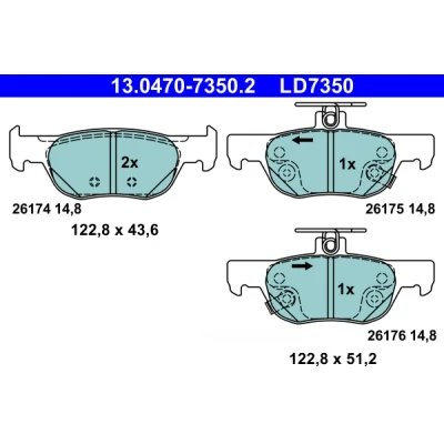 Kuva ATE 13.0470 7350.2 Jarrupalat akustisella kulumavaroittimella MAZDA: MX 30, 3 Hatchback