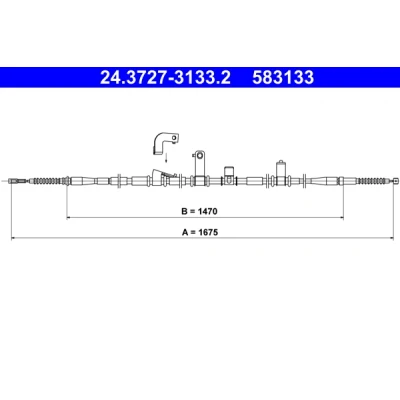 Kuva ATE 24.3727 3133.2 Käsijarruvaijeri 1675 HYUNDAI: SANTA FE 2