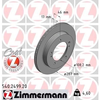 Kuva ZIMMERMANN COAT Z 540.2499.20 Jarrulevyt 287 17 7/5 5 140 tuuletettu sisältä pinnoitettu SUZUKI: Jimny SUV