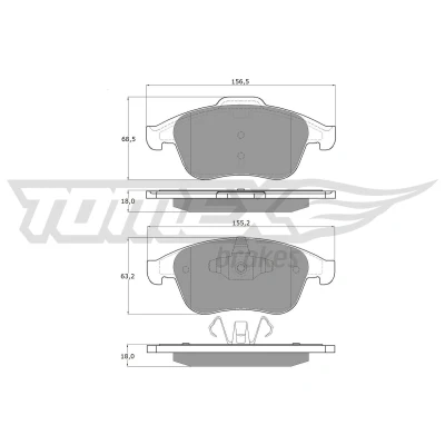 Kuva TOMEX brakes TX 16 65 Jarrupalat Etuakseli RENAULT: LAGUNA 3, Clio 4, GRAND SCENIC 3