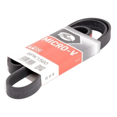 Kuva GATES 6PK1560 Moniurahihna 1560 6 Polyesteri, EPDM (eteenipropeeni dieeni kumi) FleetRunner Micro V BMW: 5 Touring, Sedan, 3 Sedan