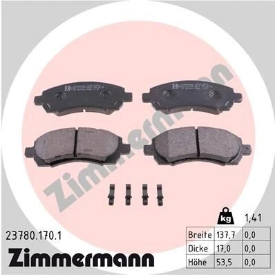Kuva ZIMMERMANN 23780.170.1 Jarrupalat akustisella kulumavaroittimella Valokuva vastaa toimituslaajuutta SUBARU: Impreza II Sedan, I Sedan