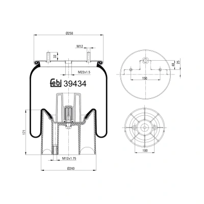 Kuva FEBI BILSTEIN 39434 Metallipalje, ilmajousitus Taka akseli, molemminpuolinen