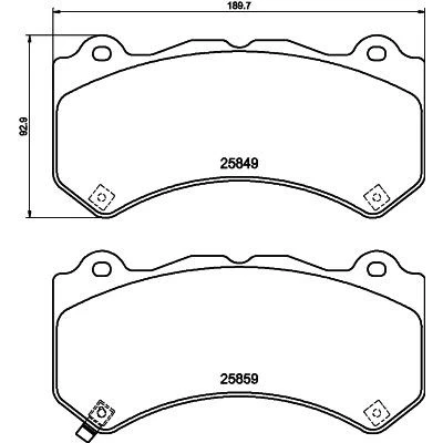 Kuva HELLA 8DB 355 021 041 Jarrupalat akustisella kulumavaroittimella JEEP: GRAND CHEROKEE 4, NISSAN: GT R, CHEVROLET: Camaro V Coupe