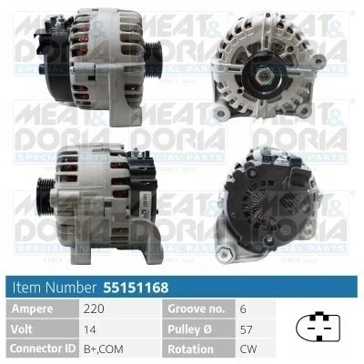 Kuva MEAT &amp; DORIA 55151168 Laturi 14V 220A BMW: X5