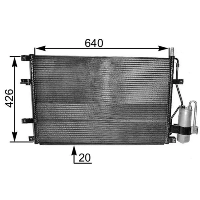 Kuva MAHLE ORIGINAL AC 227 000S Ilmastoinnin Lauhdutin Vedenerottimella 11, 12 7,65, 8,5 632, 640 VOLVO: V70 2, XC70 I Cross Country, S60