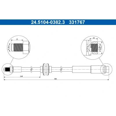 Kuva ATE 24.5104 0382.3 Jarruletku 405mm M10x1mm VOLVO: V50, C30