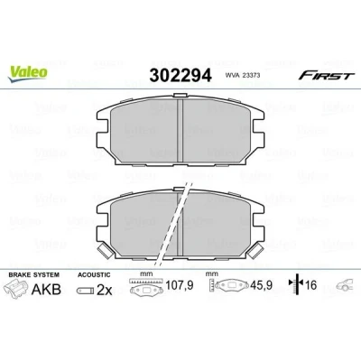 Kuva VALEO 302294 Jarrupalat Taka akseli Sis. kulumisenilmaisimen Huudonvaimennuspellillä MITSUBISHI: Lancer 7 Limousine, 6 Limousine
