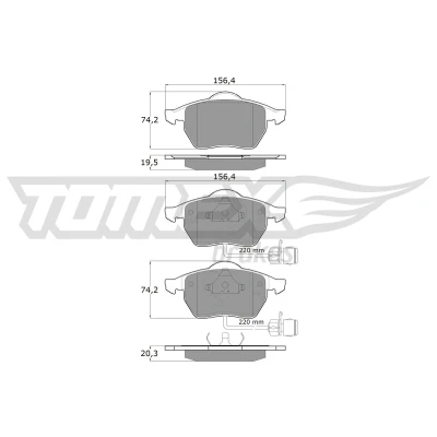 Kuva TOMEX brakes TX 10 941 Jarrupalat Etuakseli Sis. kulumisenilmaisimen AUDI: A4 B5 Avant, B6 Sedan, VOLKSWAGEN: Passat GP Variant