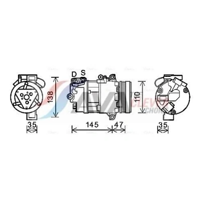 Kuva PRASCO BWAK395 Ilmastoinnin Kompressori CSV613C R 134a BMW: X3, 3 Compact, Sedan