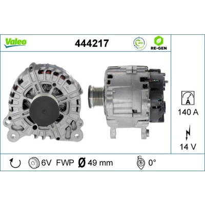 Kuva VALEO 444217 Laturi 14V 140A VOLKSWAGEN: Golf 7 Variant, Polo V Hatchback, 7, SKODA: Octavia 3 Combi, Rapid Spaceback, SEAT: Ibiza 4 ST
