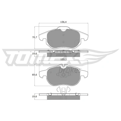 Kuva TOMEX brakes TX 13 04 Jarrupalat Etuakseli Kulumisenilmaisemelle OPEL: Vectra C Sedan, Zafira B, Caravan, SAAB: 9 3 Farmari, Sedan