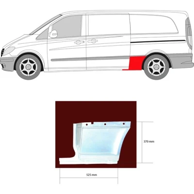 Kuva Kylkipaneli, Eteen, vasen MERCEDES BENZ VIANO [W639], VITO / MIXTO Skåp Buss [W639] OE 6396370419, A6396370419