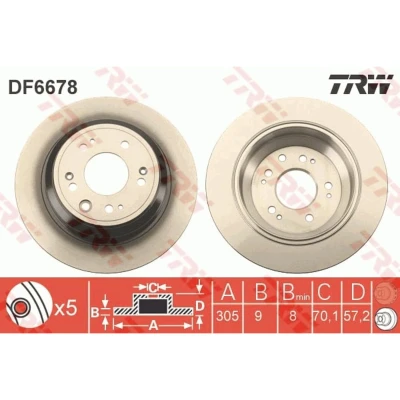 Kuva TRW DF6678 Jarrulevyt 305 9 5 114,3 täysi Lakattu HONDA: ACCORD 8 Kombi,