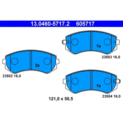 Kuva ATE 13.0460 5717.2 Jarrupalat akustisella kulumavaroittimella NISSAN: ALMERA 1, 1 Hatchback