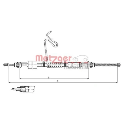 Kuva METZGER 11.5669 Käsijarruvaijeri Taakse, vasen 1547/1255 Rumpujarru COFLE FORD: Transit Mk6 Van, Mk5 Bussi, Van
