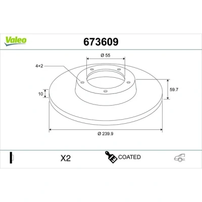 Kuva Jarrulevy Vakiomalli, Taka akseli Valeo 673609 toyota corolla compact, liftback OE 4243112190, 42431 12190