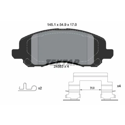 Kuva TEXTAR 2458301 Jarrupalat akustisella kulumavaroittimella JEEP: Compass, Patriot, DODGE: Caliber, Avenger Sedan, CHRYSLER: Sebring III Sedan