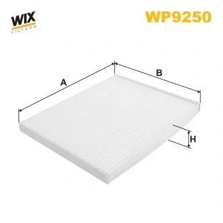 Kuva WIX FILTERS WP9250 Raitisilmasuodatin Hiukkassuodatin 265mm 216mm 20mm OPEL: Corsa E Hatchback, D Adam, FIAT: Punto Evo Hatchback
