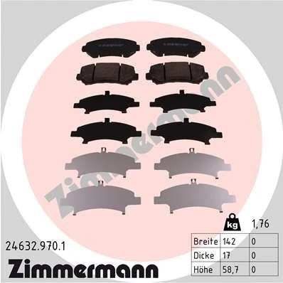 Kuva ZIMMERMANN 24632.970.1 Jarrupalat Valokuva vastaa toimituslaajuutta NISSAN: Qashqai / Qashqai+2 I, X Trail