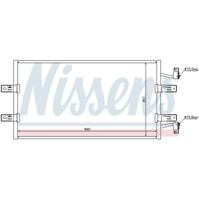 Kuva NISSENS 940119 Ilmastoinnin Lauhdutin ilman vedenerotinta Alumiini 730 R 134a OPEL: Vivaro A Combi, Van, RENAULT: TRAFIC 2 Kasten
