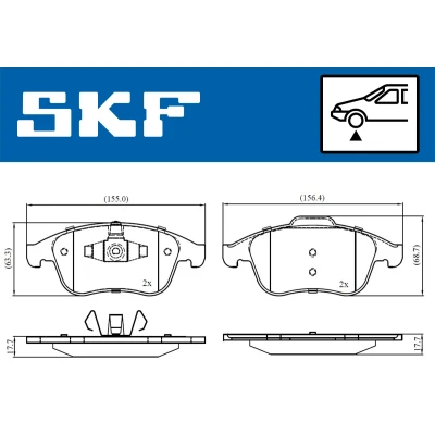 Kuva SKF VKBP 80336 Jarrupalat Ei kulumisenilmaisimelle RENAULT: MEGANE 3 Grandtour, Clio 4, GRAND SCENIC