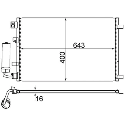 Kuva MAHLE ORIGINAL AC 604 001S Ilmastoinnin Lauhdutin Vedenerottimella 643 NISSAN: Qashqai / Qashqai+2 I, I Van