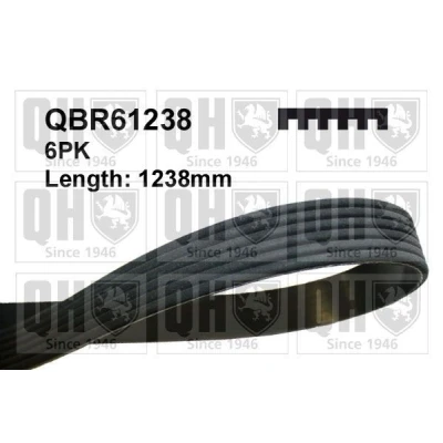 Kuva QUINTON HAZELL QBR61238 Moniurahihna 1238 6 VOLKSWAGEN: Golf 5, AUDI: A3 Sportback, Hatchback, PEUGEOT: 206 Hatchback