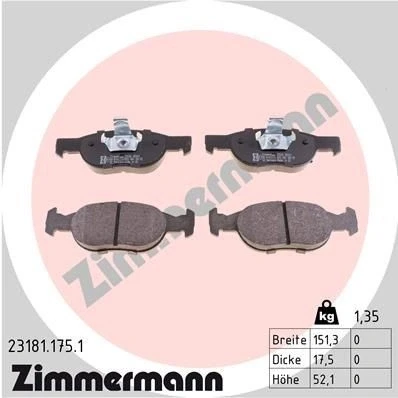 Kuva ZIMMERMANN 23181.175.1 Jarrupalat Valokuva vastaa toimituslaajuutta FIAT: Punto II Hatchback, I Hatchback