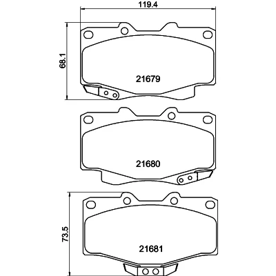 Kuva HELLA 8DB 355 016 401 Jarrupalat akustisella kulumavaroittimella TOYOTA: Land Cruiser 80, HILUX 6 Pick up, Prado 90