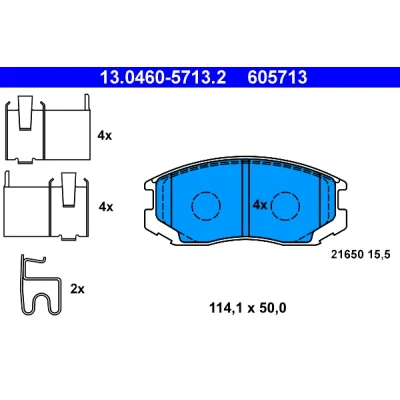 Kuva ATE 13.0460 5713.2 Jarrupalat akustisella kulumavaroittimella Tarvikkeilla DAIHATSU: Terios I